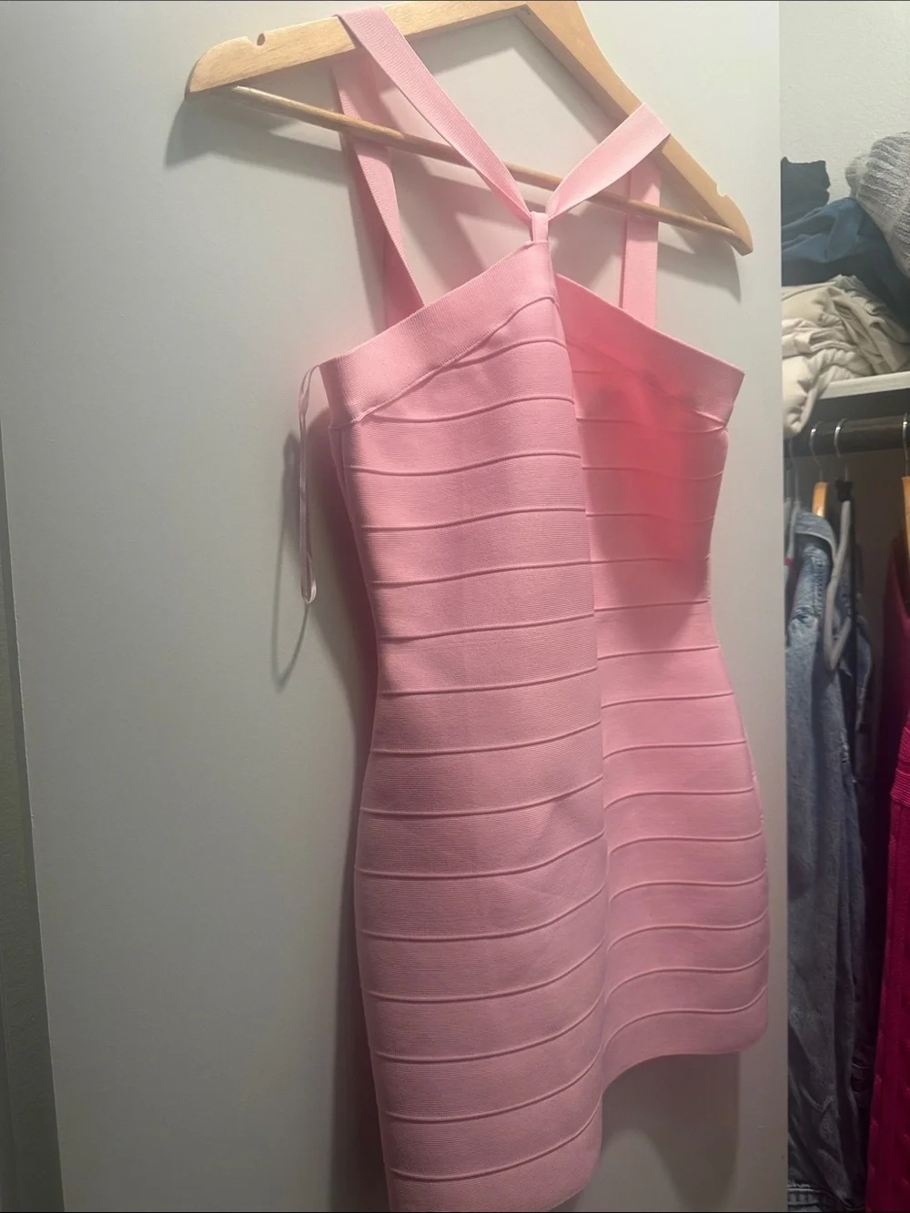 I.AM.GIA Pink Bandage Halter Mini Dress